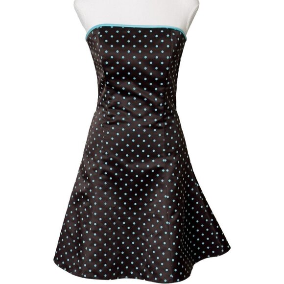 Jessica McClintock Gunne Sax Vintage Polka Dot Strapless Fit and Flare Dress (5) - Picture 1 of 15